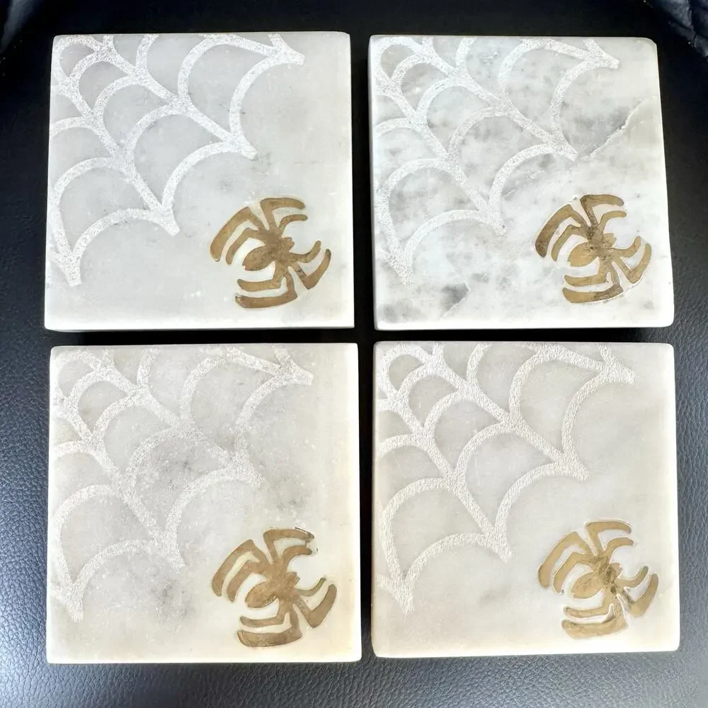 Marvel The Ultimate Spiderman Marble Coasters Set Of 4 Coffee Tea Blocks 4